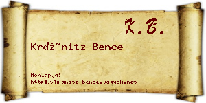 Kránitz Bence névjegykártya