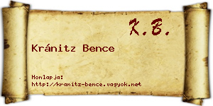 Kránitz Bence névjegykártya